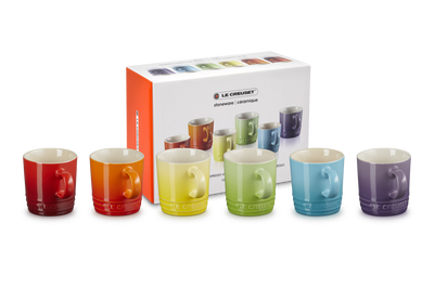 Stoneware Rainbow Set of 6 Espresso Mugs